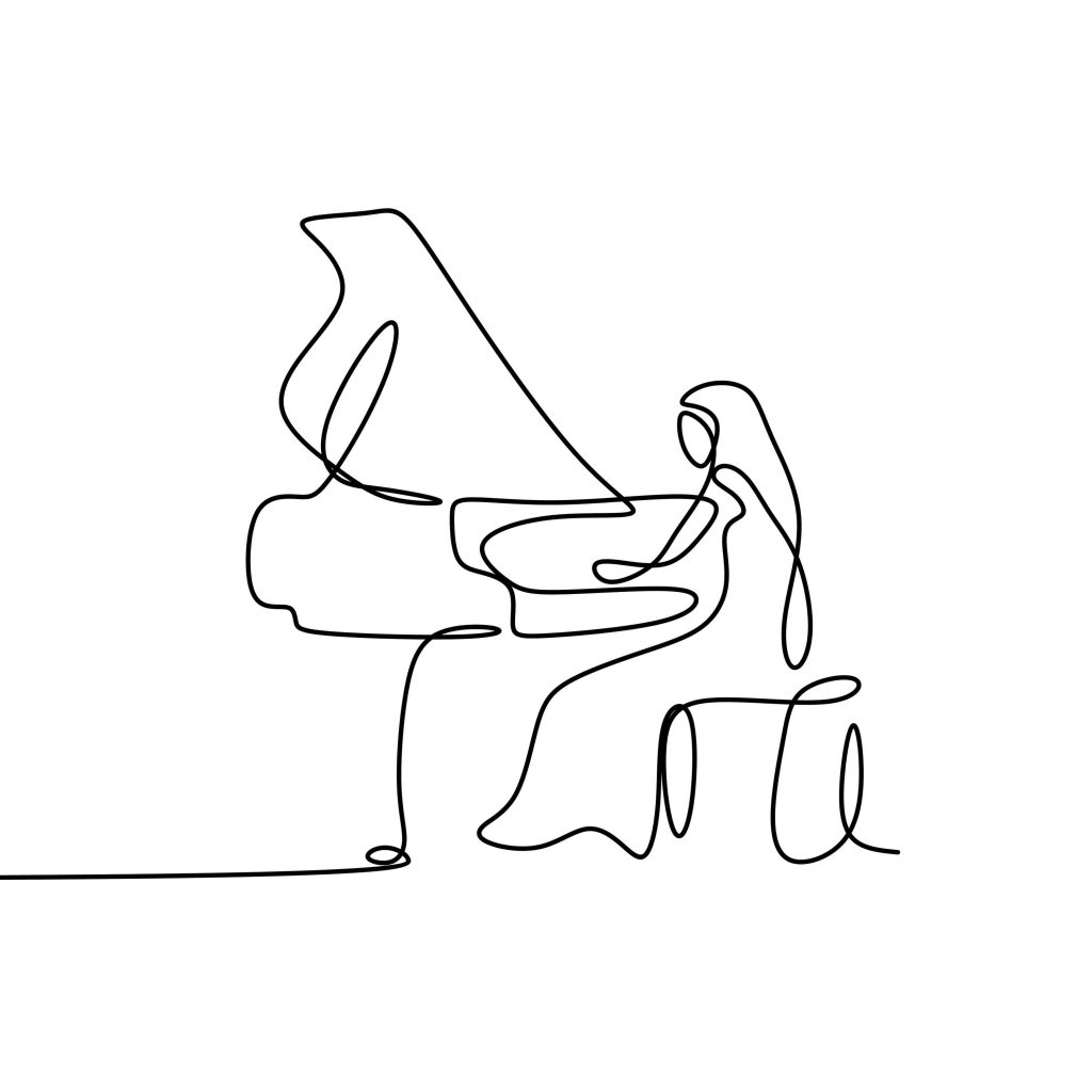 Рисунок одной линией фортепиано